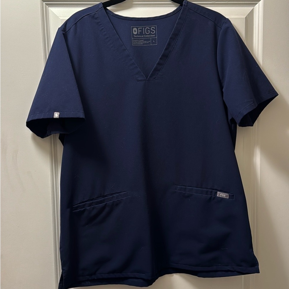 Navy Casma Three-Pocket Scrub Top Large